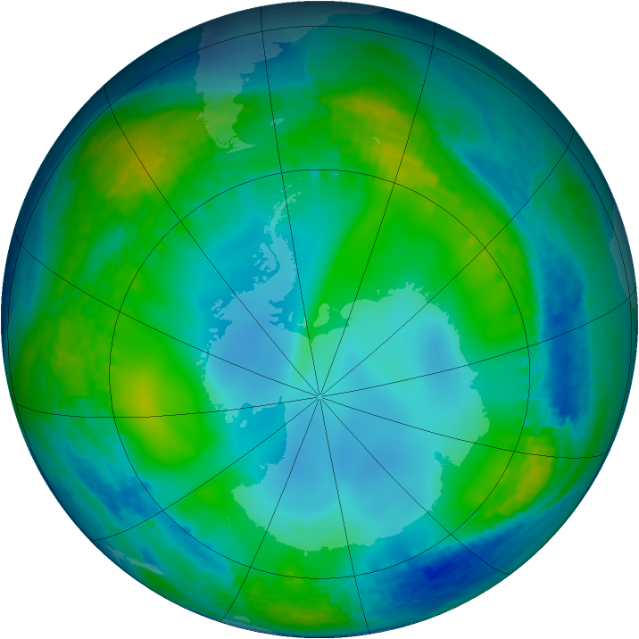 Antarctic ozone map for 18 June 2004